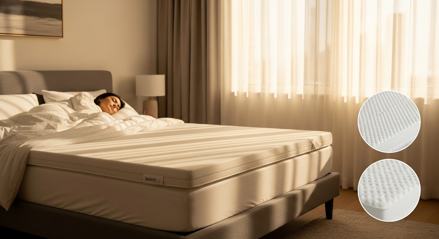 Snooze Project Ava Visco Topper memory foam mattress topper on bed surface