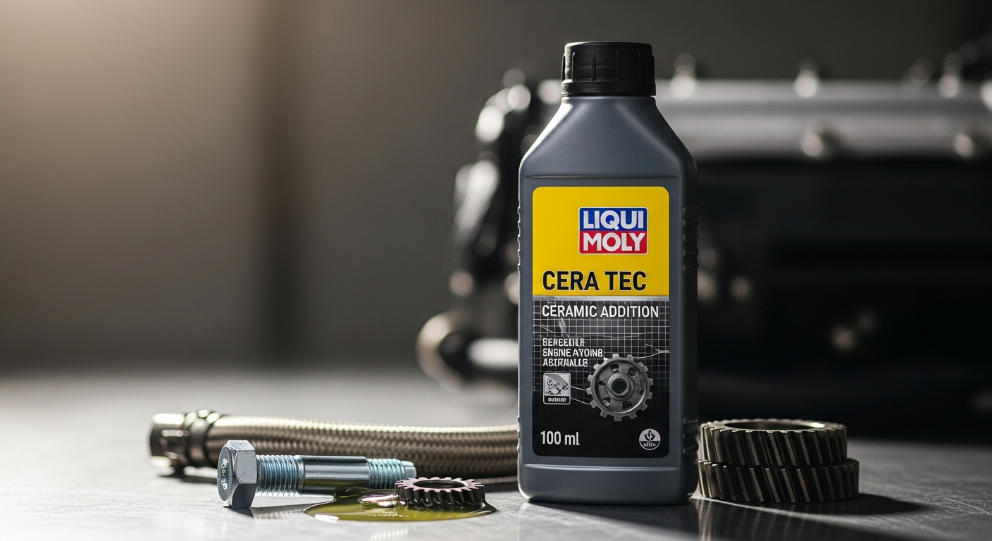 LIQUI MOLY Cera Tec ceramic engine protection additive bottle with technical specifications and benefits