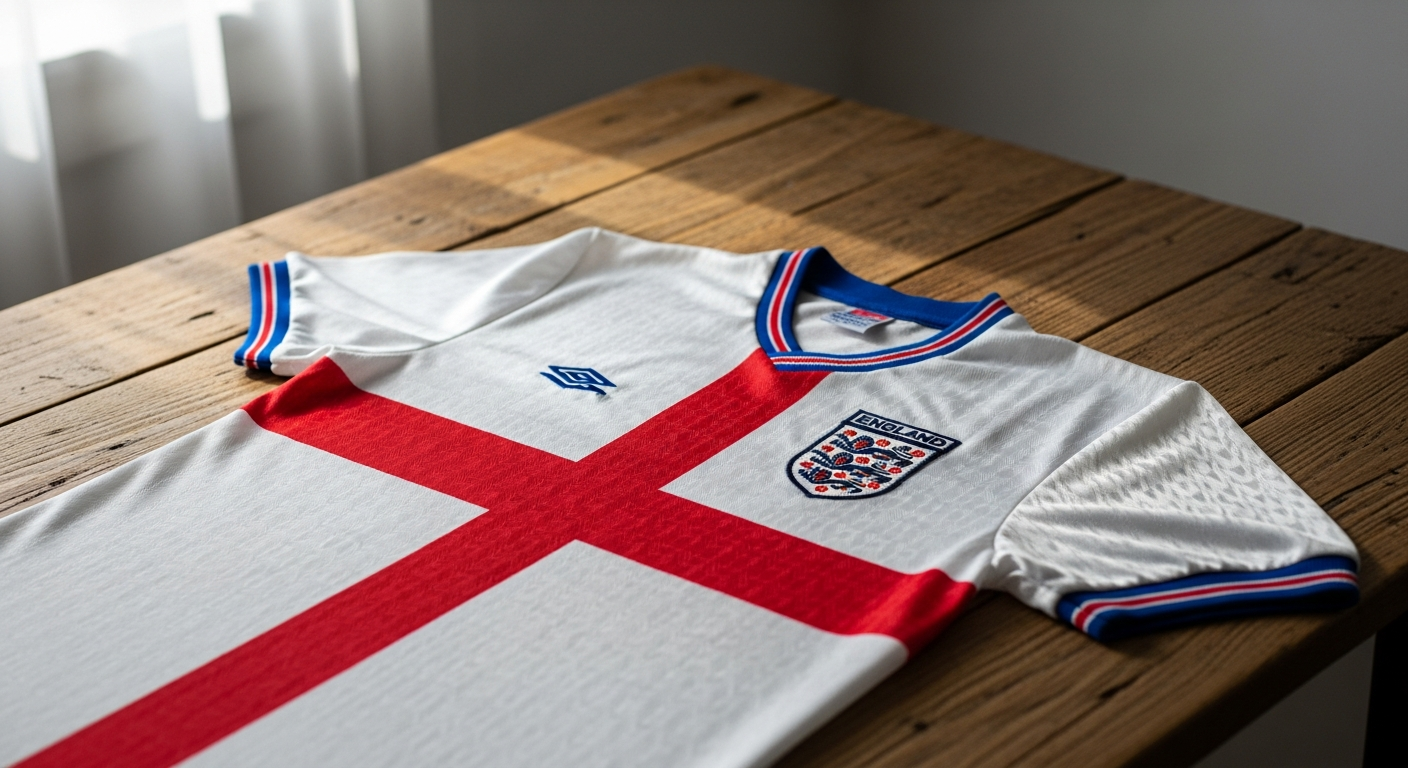 Official England 1990 retro football shirt with three lions crest design