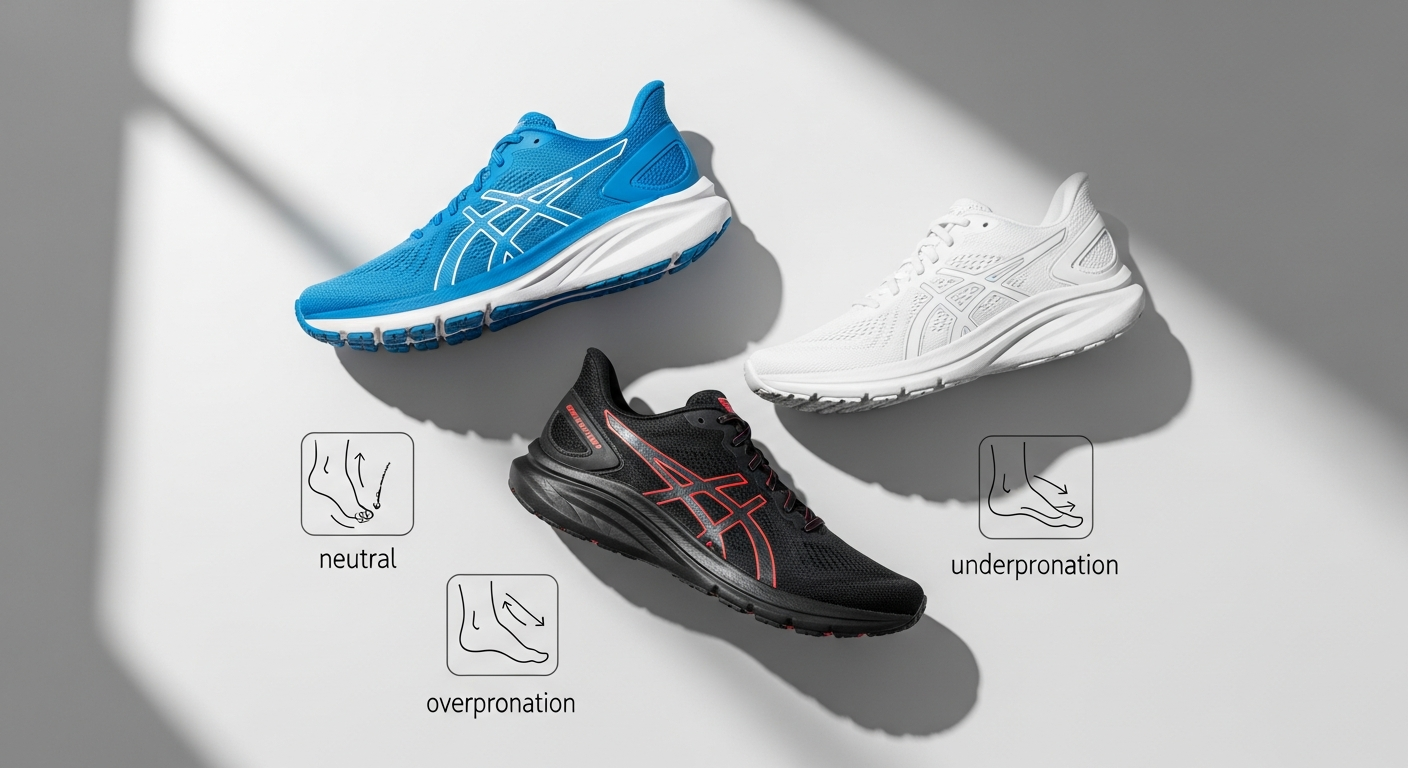 Running shoes displayed on athletic track surface outdoors
