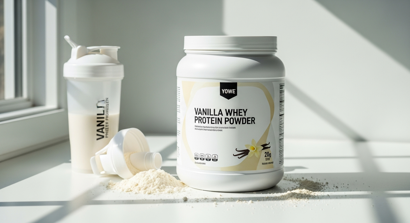 Bulk Pure Whey Protein Vanilla powder in a large tub with vanilla flavor branding