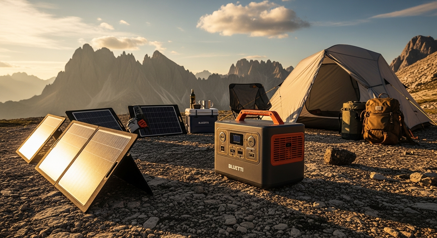 BLUETTI AC200MAX portable power station with solar panels and expansion batteries for off-grid living