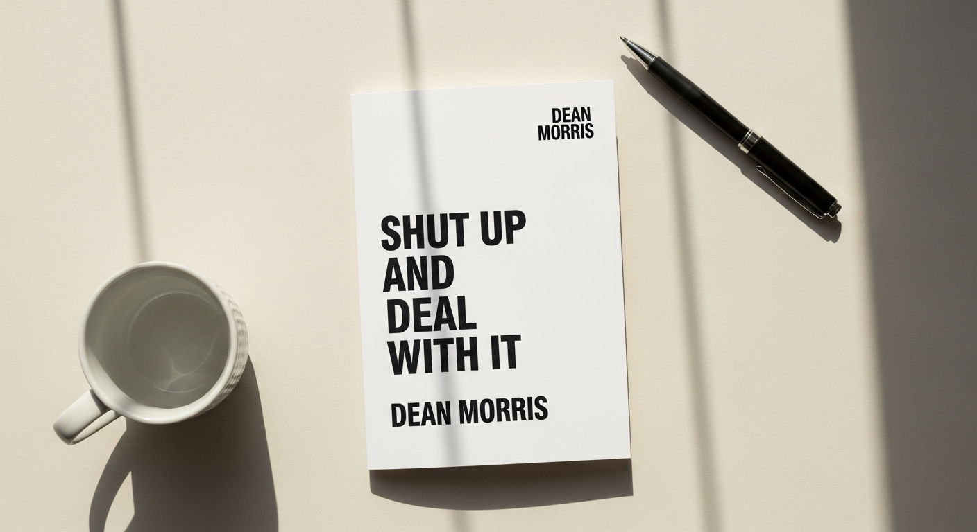Dean Morris Shut Up and Deal With It Card with bold retro design and cheeky British humor messaging