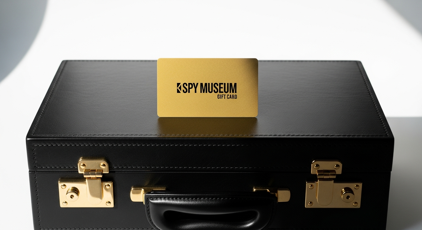 Agent Suitcase Gift Card with German Spy Museum tickets and themed spy case packaging