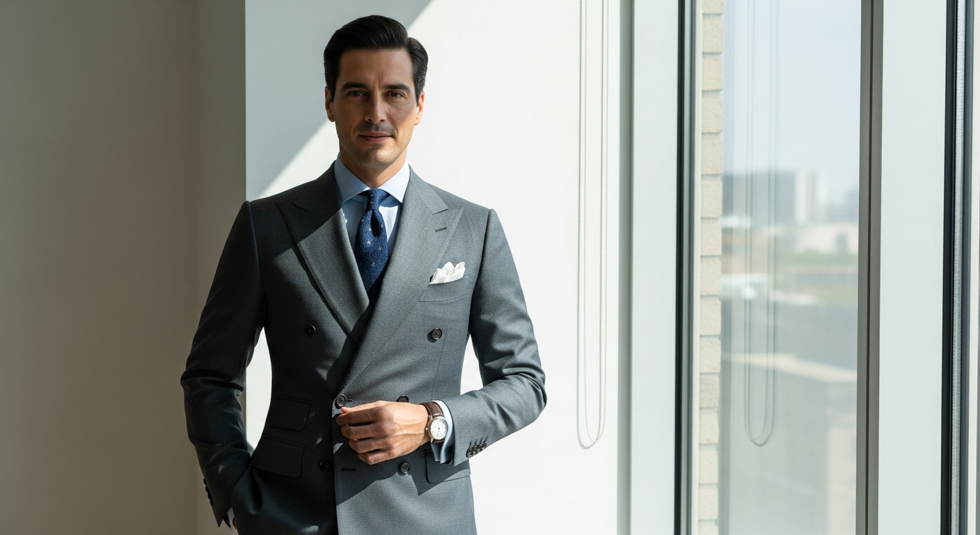 Emensuits double breasted slim fit suit in charcoal gray formal wear