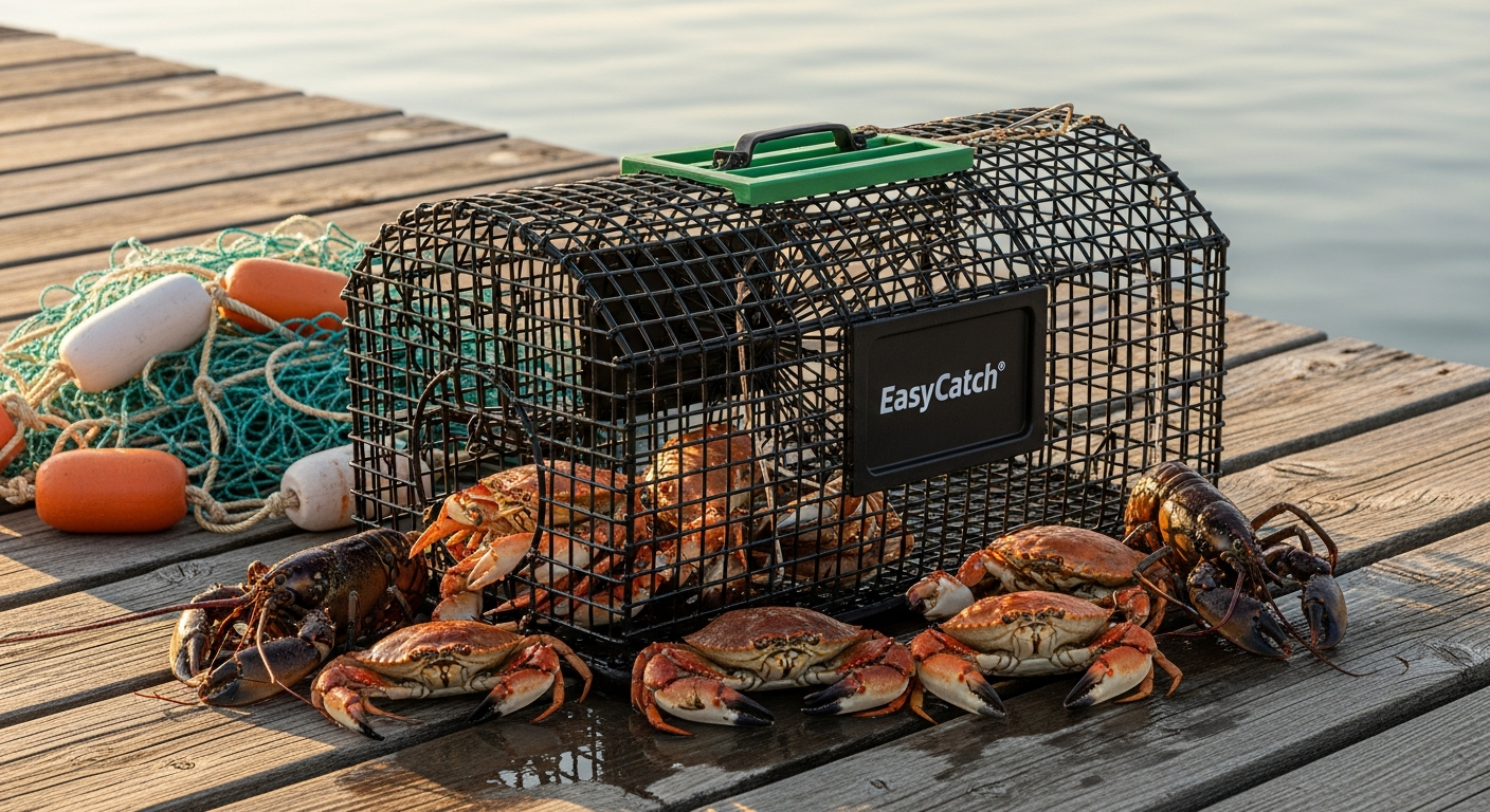 Gael Force EasyCatch Leisure Creel 24-inch steel frame fishing trap with integrated bait bag