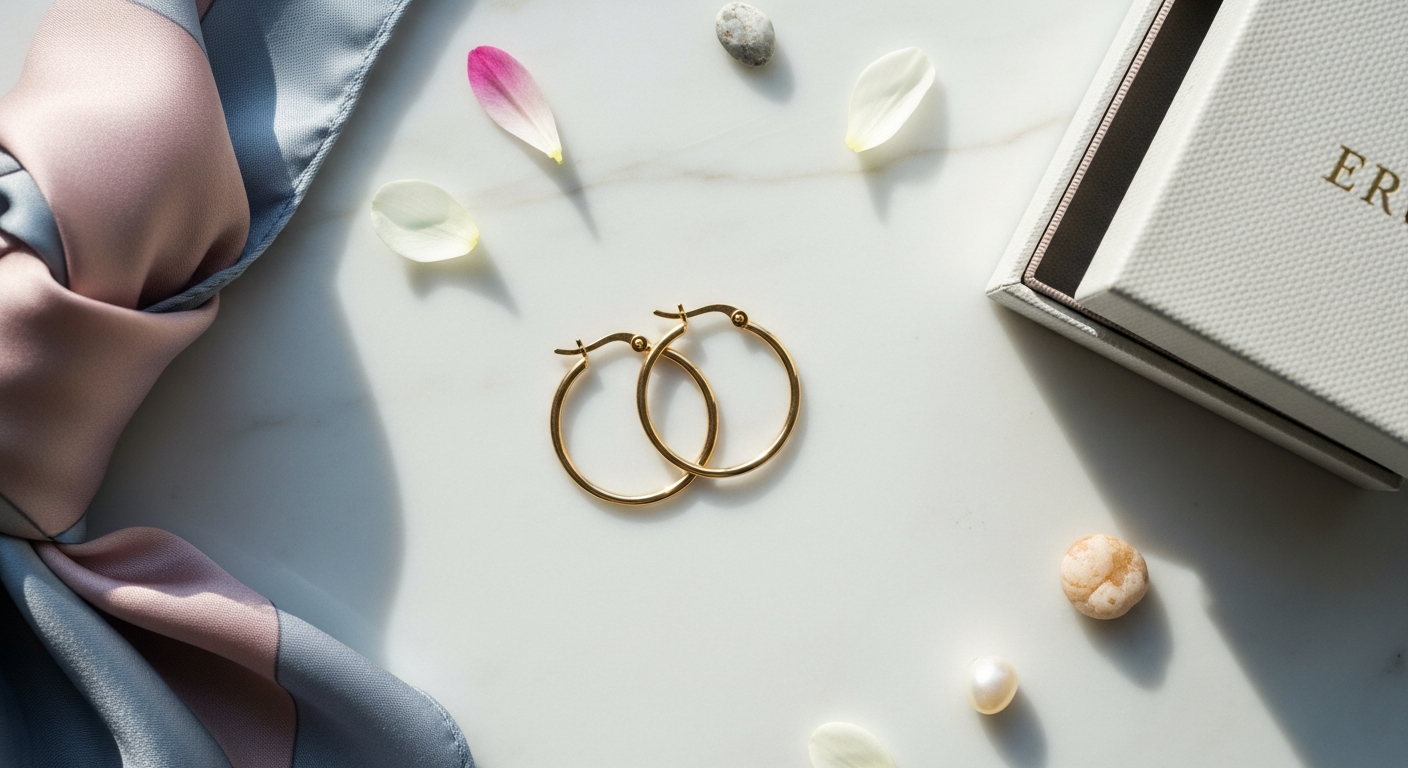 Glambou small gold-plated hoop earrings showcasing 90s aesthetic design and lightweight construction