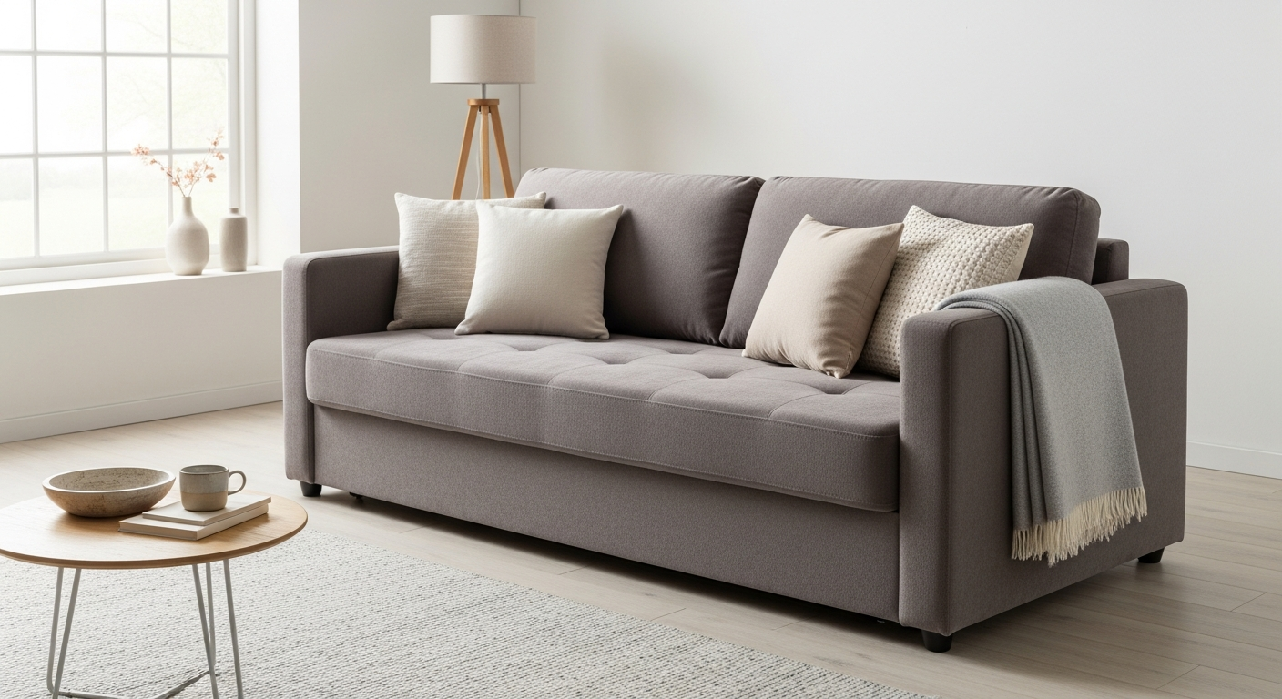 Luxury chenille sofa bed beanbag in modern living room setting