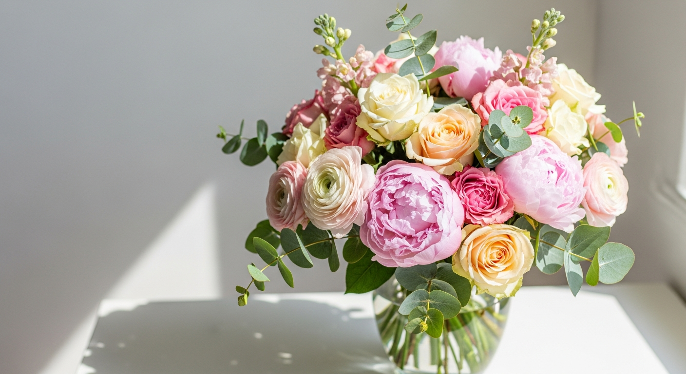 Brilliant Blooms Bouquet flowers in vase arrangement display