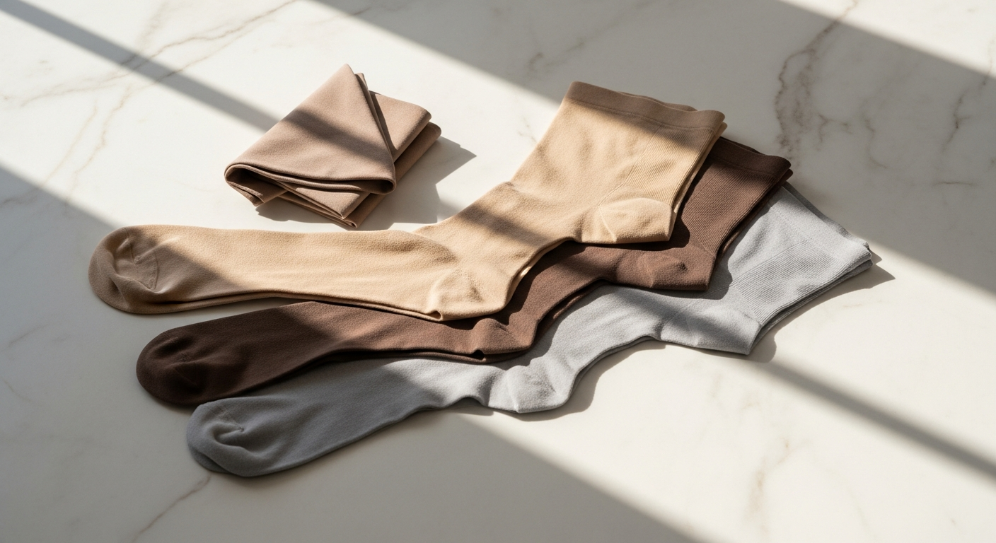 Heist Studios seamless tights in multiple nude shades displayed on diverse skin tones