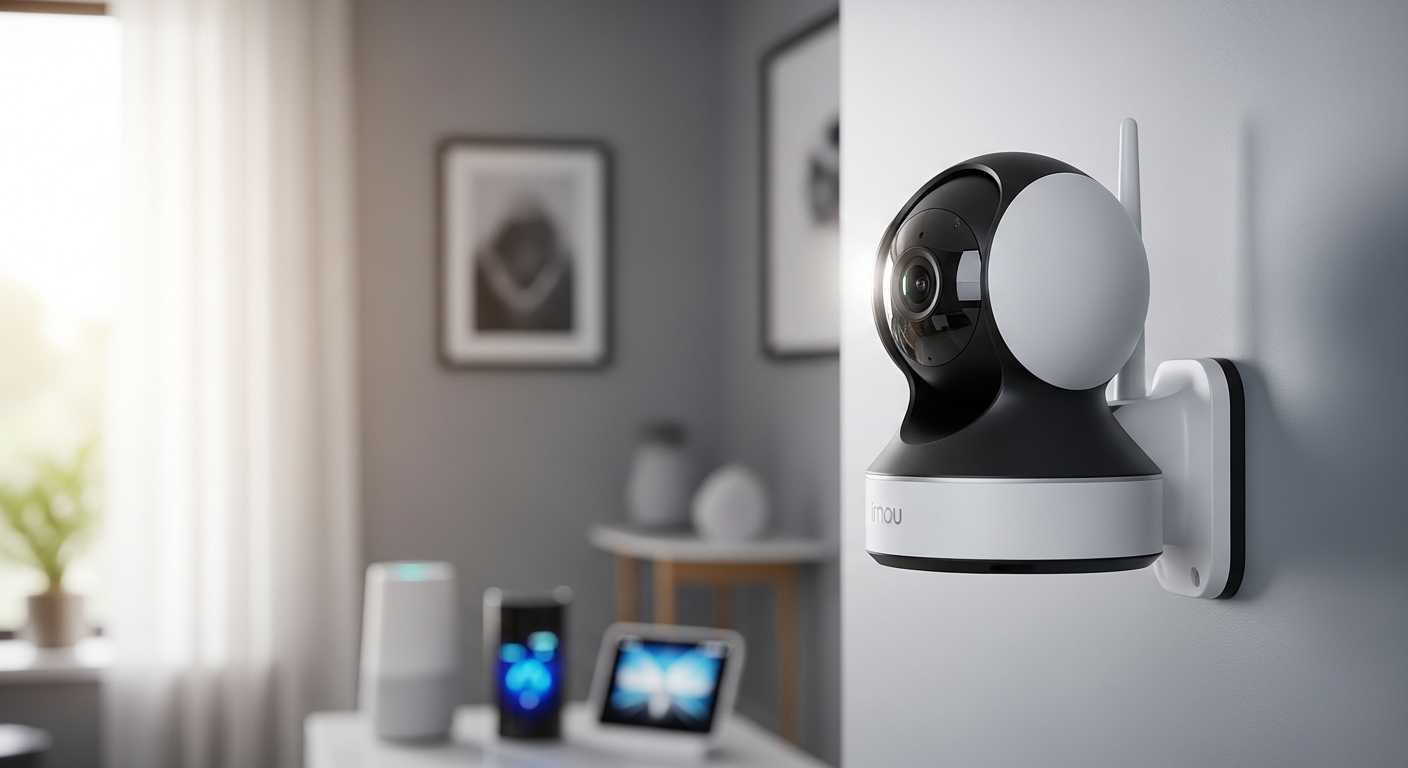 Imou Ranger 2 1080p pan-tilt security camera mounted on white wall indoors