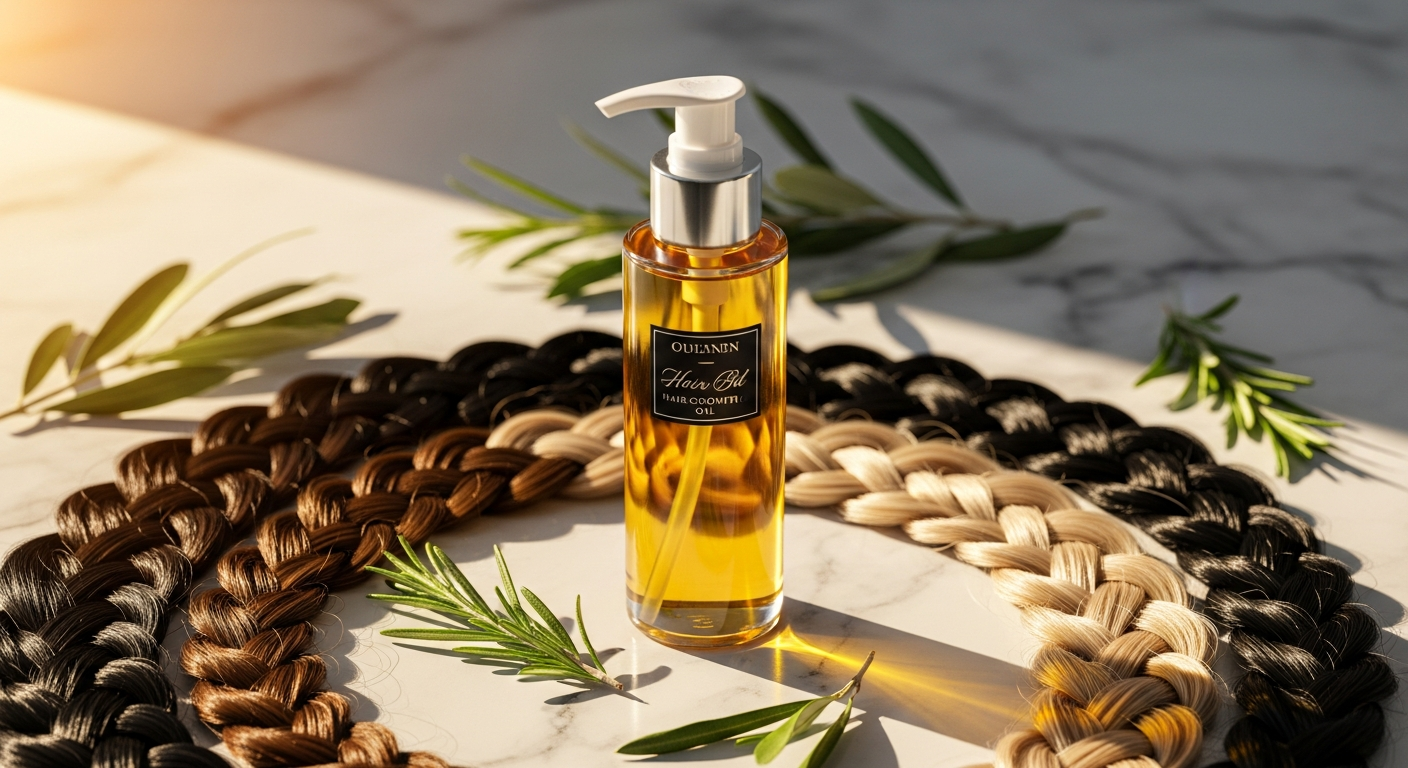 Kaleidoscope Miracle Drops hair growth oil bottle displayed with braided protective hairstyle