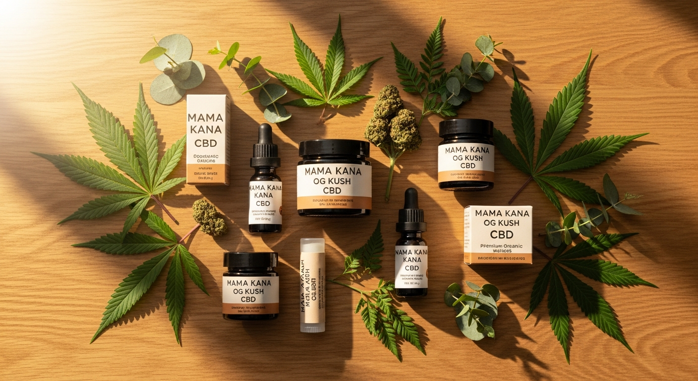 Mama Kana OG Kush CBD flower buds displayed in premium organic packaging