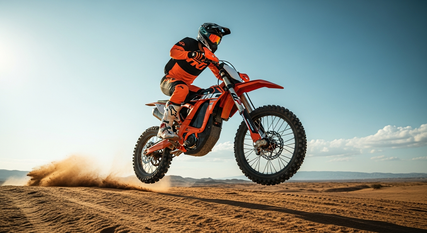 Qronge X1 Spark electric dirt bike on rocky mountain trail terrain