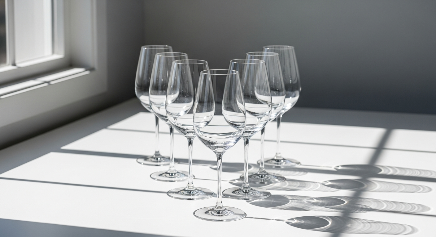 Elegant Soho Crystal white wine glasses arranged on a dining table setting