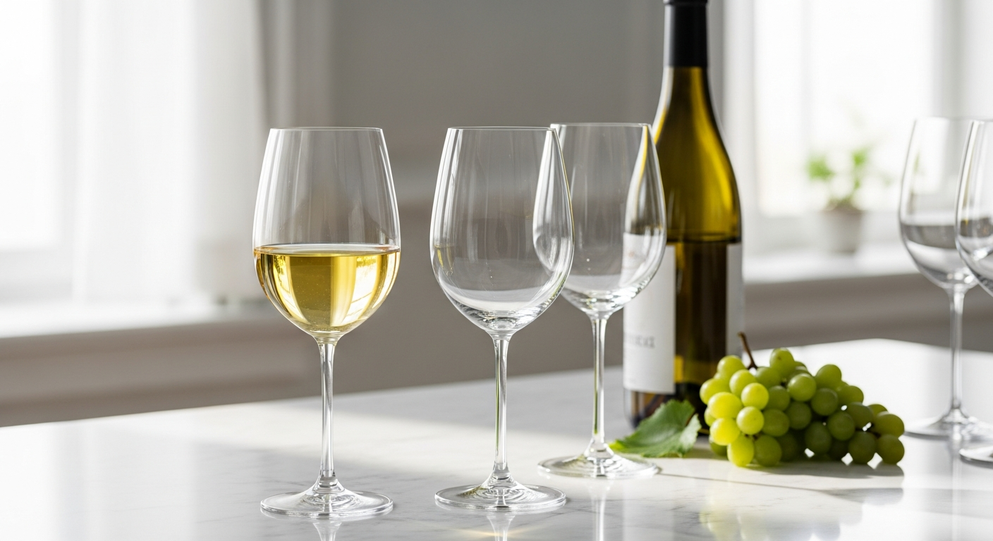 Elegant Soho Crystal White Wine Glasses Set of six displayed on table