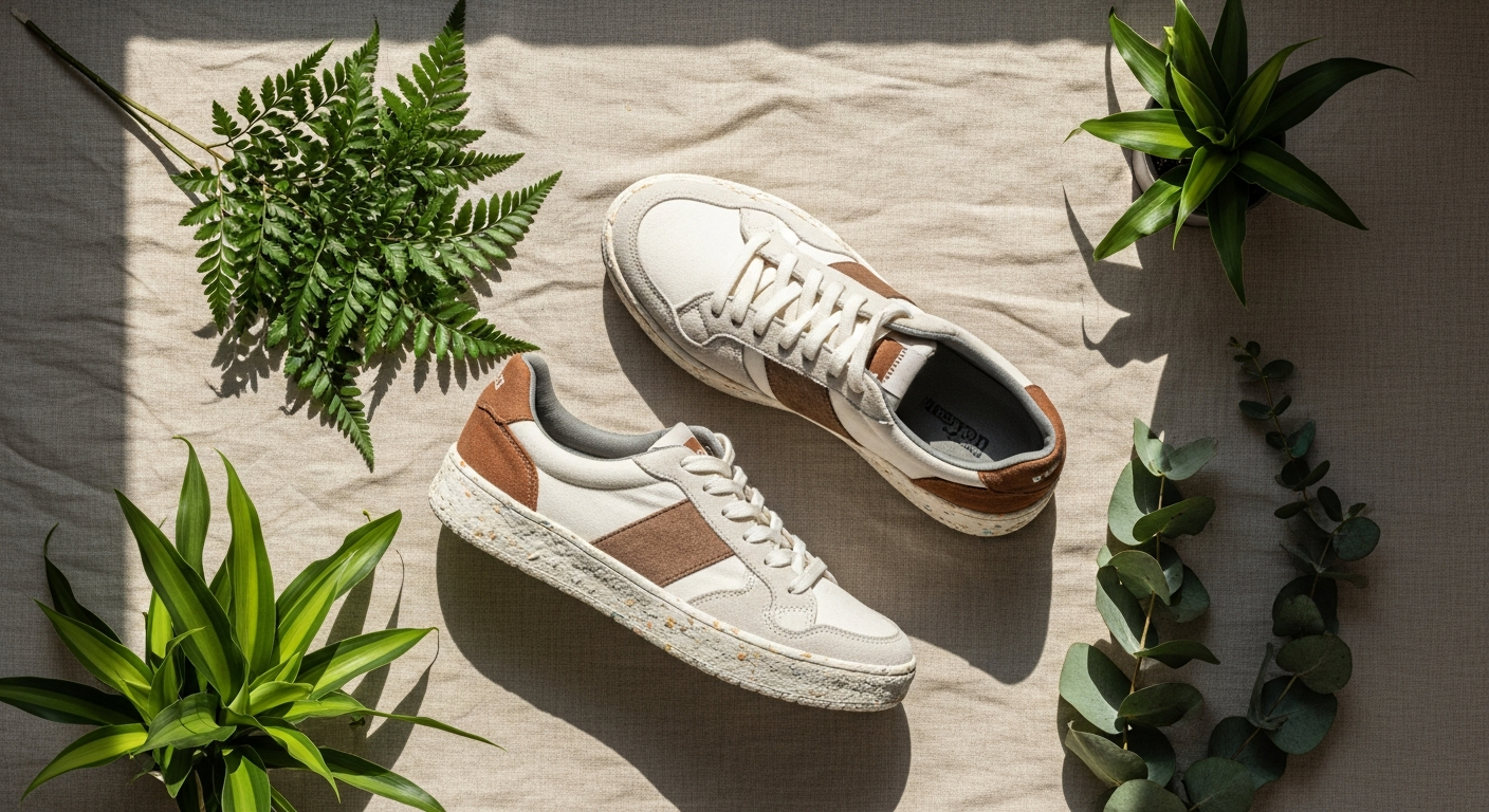 NAE vegan ethical sustainable sneakers displayed on neutral background