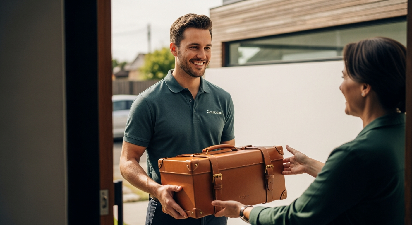Door-to-door luggage shipping service transporting suitcases and belongings internationally