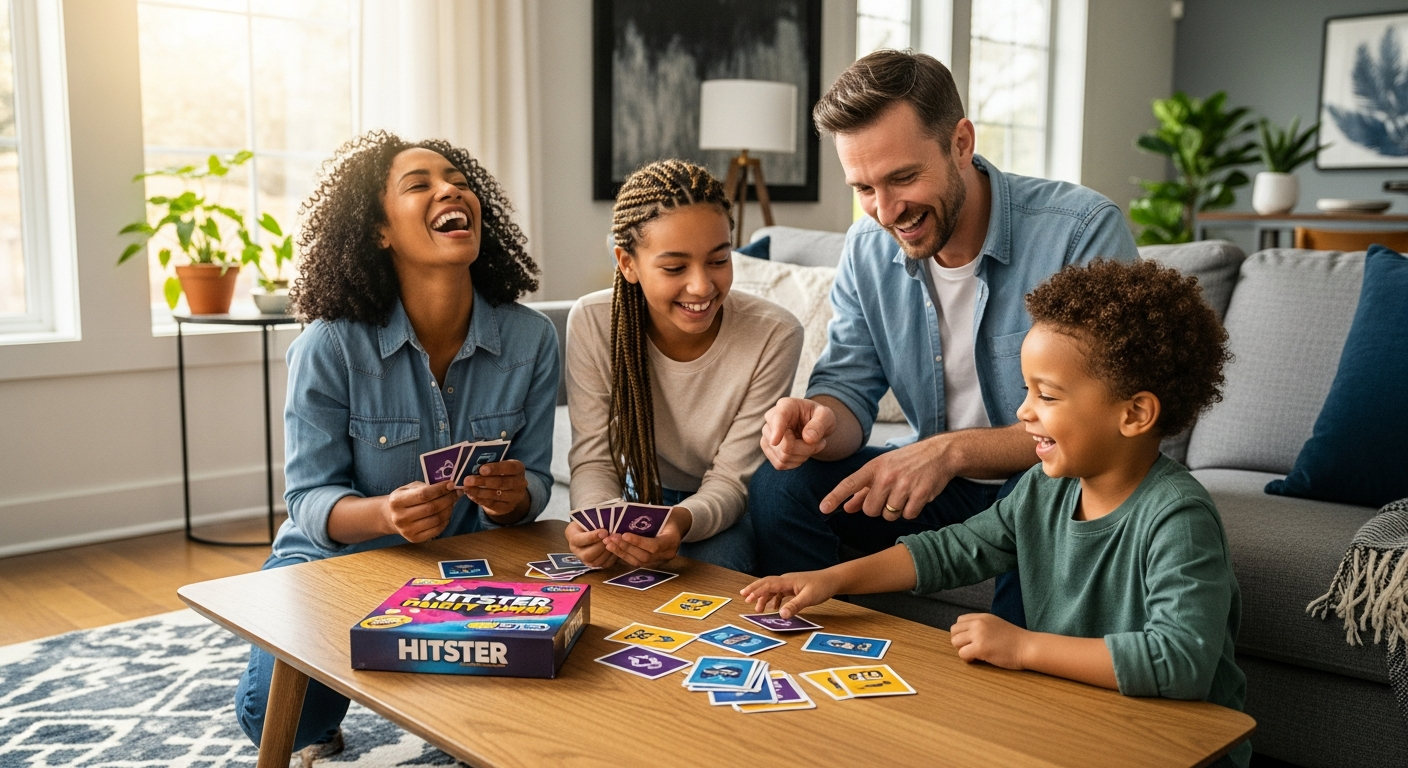 Colorful Hitster Original Music Party Game cards with QR codes and music notes displayed