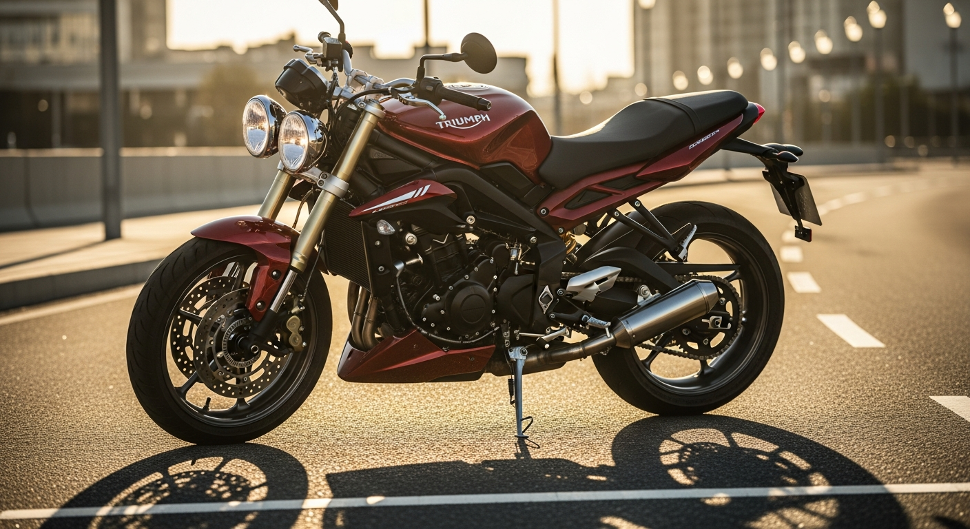 Triumph Speed 400 entry-level motorcycle parked on urban street with classic British styling