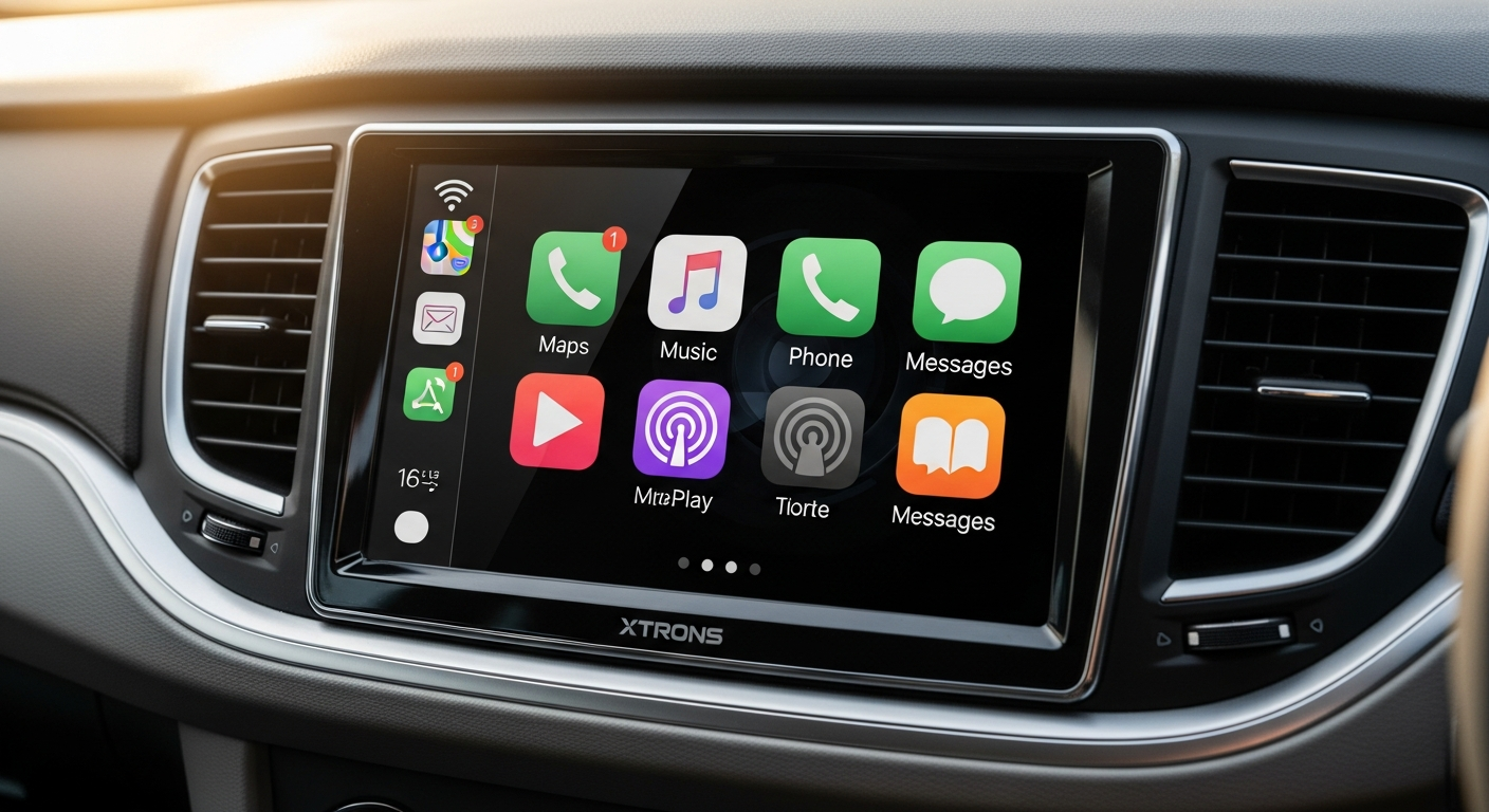 XTRONS Android car stereo with wireless CarPlay and Android Auto touchscreen display