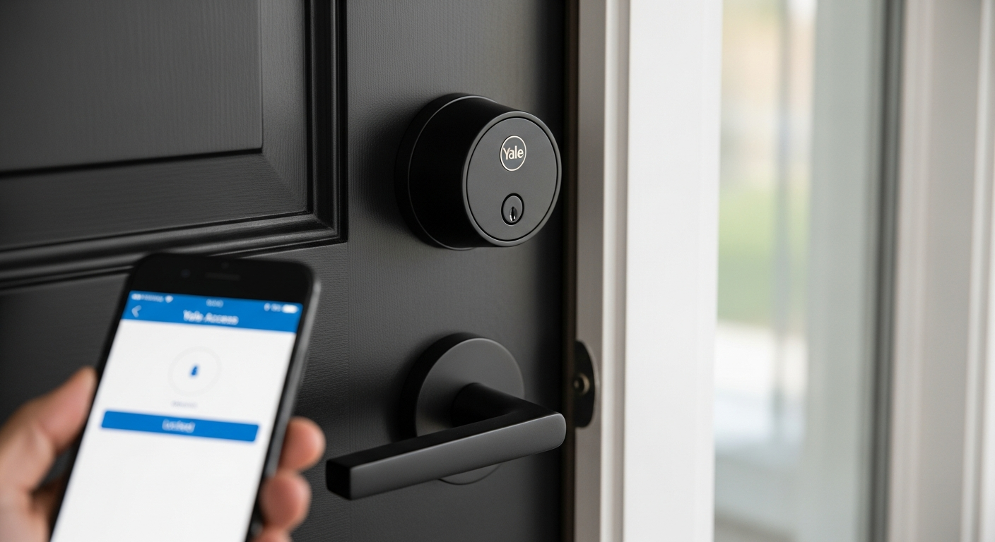 Yale Assure Lock 2 Smart Deadbolt mounted on a modern home entrance door