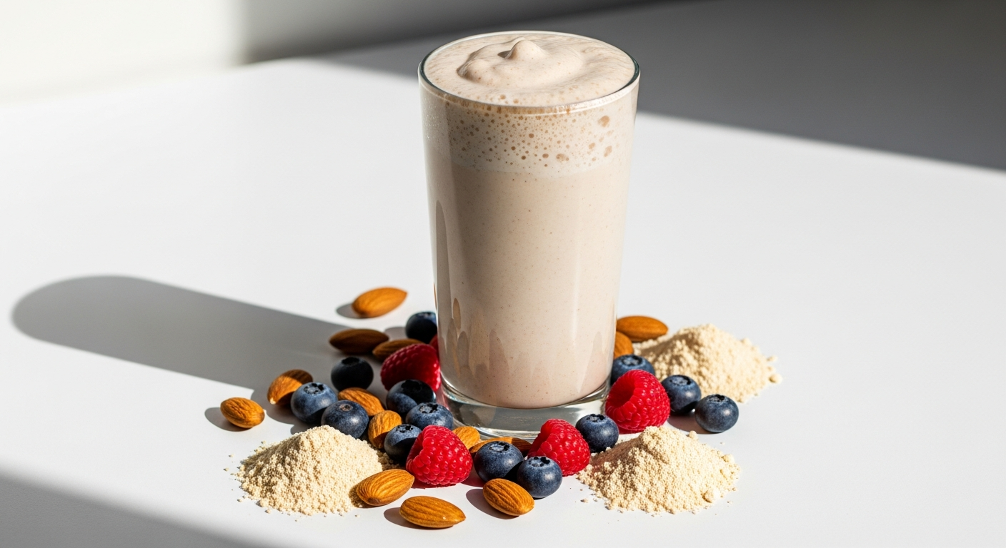 Cabau High Protein Meal Shake bottle with eight flavor varieties displayed