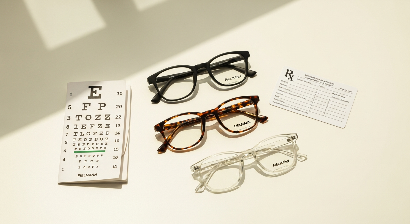 Affordable Fielmann single vision eyeglasses displayed with frames and lenses
