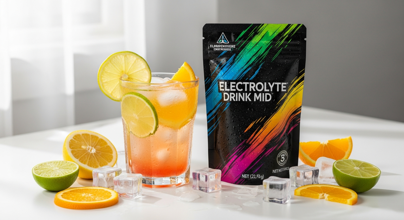Instant Hydration Electrolyte Drink Mix stick packs in various tropical and fruity flavors