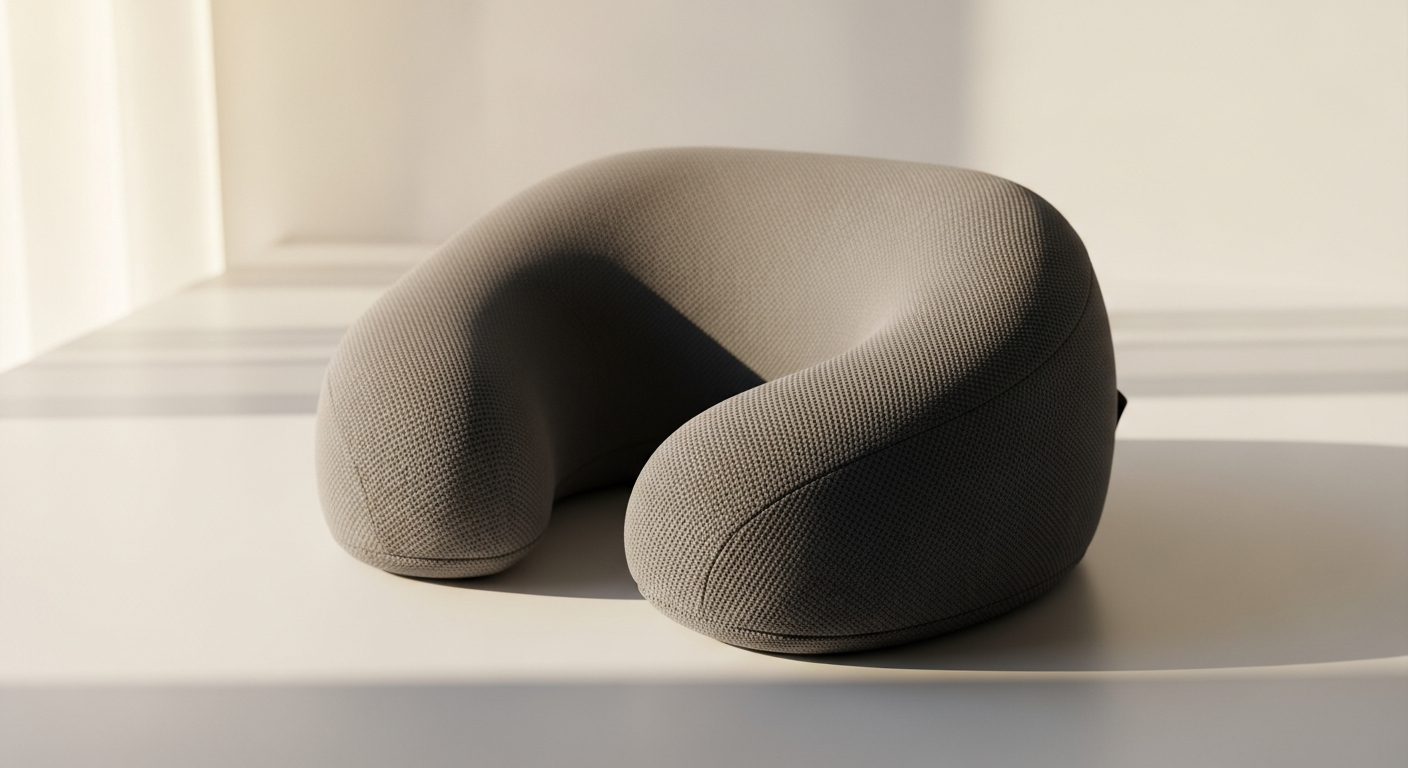 mySheepi HOME ergonomic neck pillow with integrated neck roll on white bedding