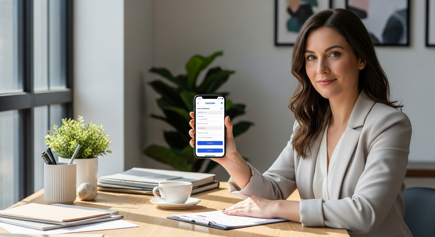 Smartphone displaying Leocare insurance app claims filing interface with documentation upload