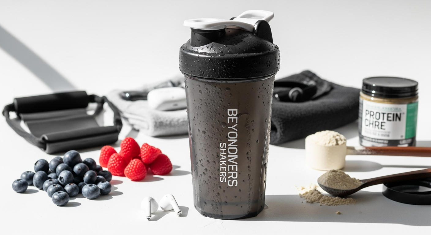 Beyond Shakers Insulated Stainless Steel Protein Shaker displayed with condensation-free exterior