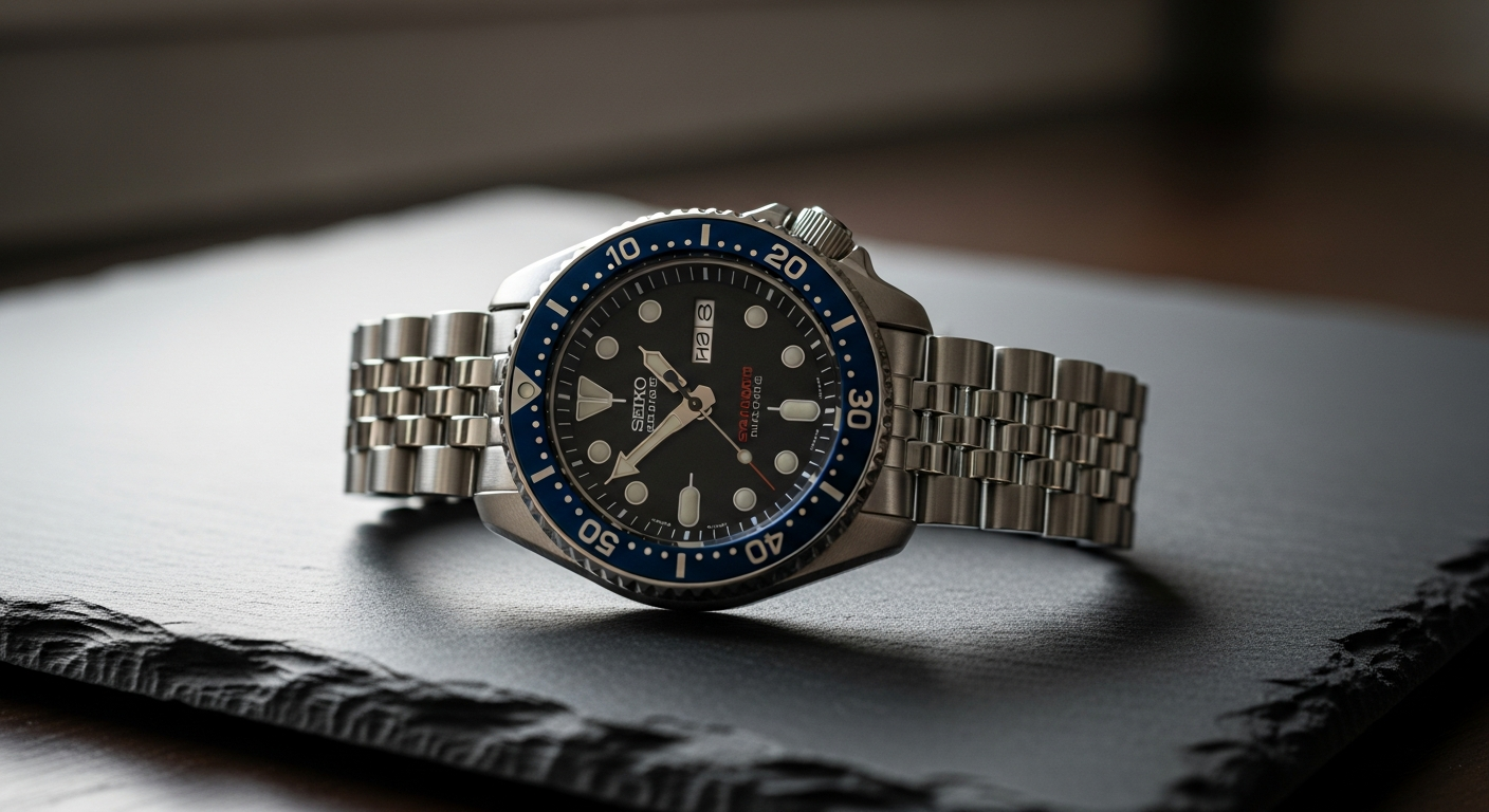 Seiko SKX009 automatic diver's watch with iconic Pepsi bezel and stainless steel case