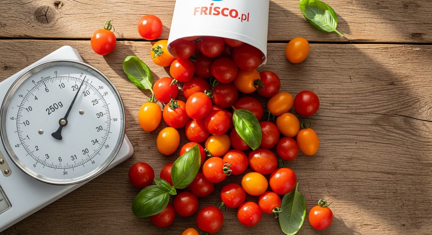 Frisco Fresh Cherry Tomatoes 250g package displayed with vibrant red tomatoes