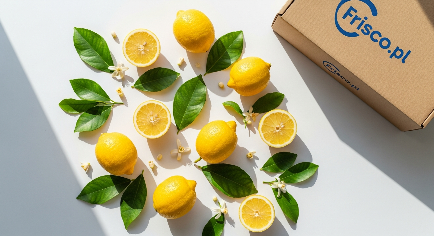 Fresh small lemons in Frisco delivery box ready for home use