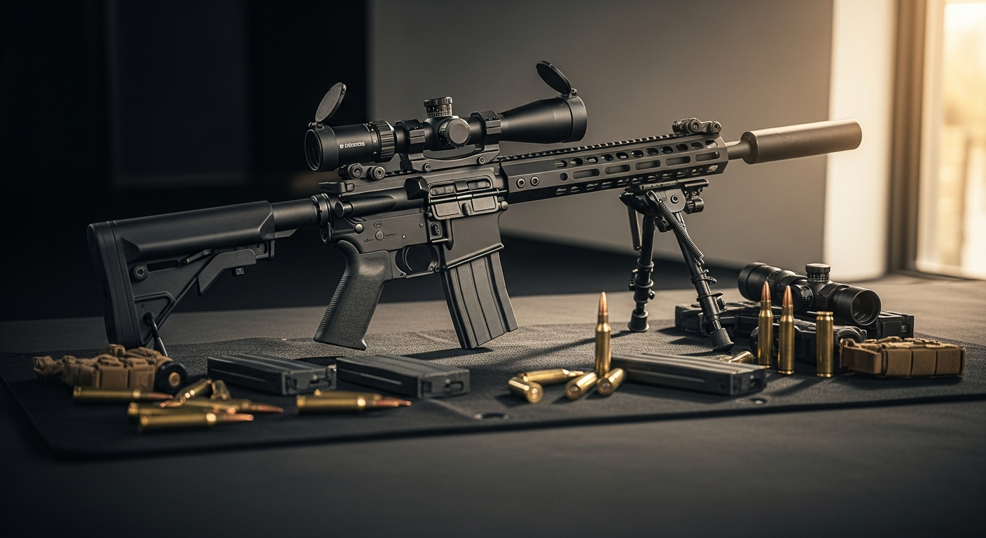 Radical Firearms RF-15 SOCOM RPR rifle displayed on tactical shooting range