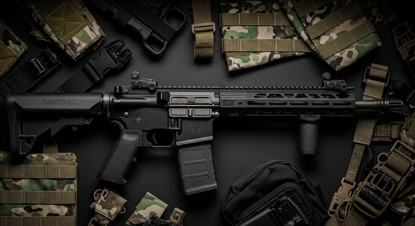Radical RF-15 SOCOM RPR rifle with M-LOK rail system and tactical accessories mounted
