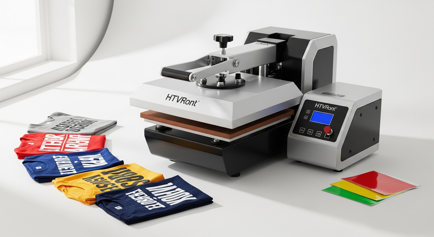HTVRont Auto Heat Press Machine with digital display and auto-close function for crafting