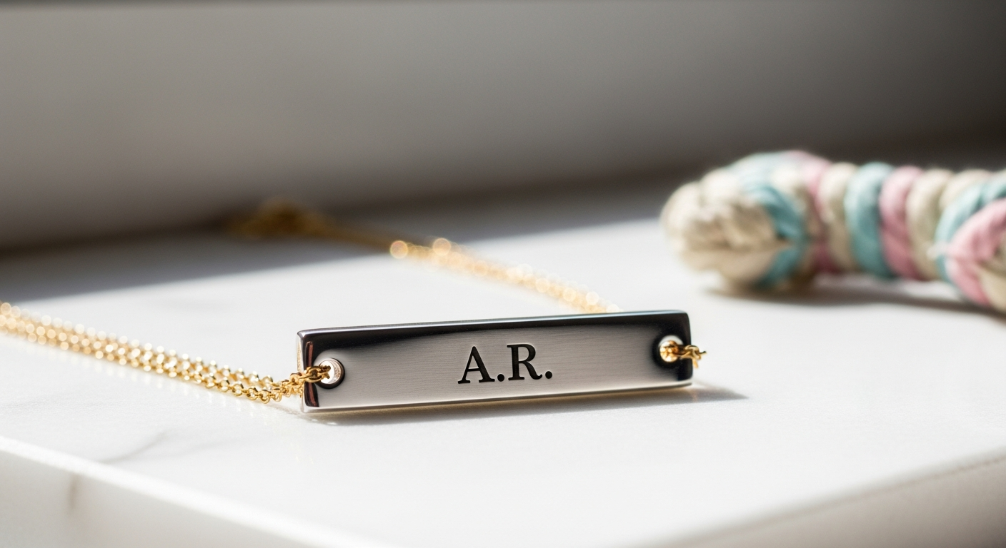 Personalized rectangular pet charm necklace in gold with custom pet photo engraved