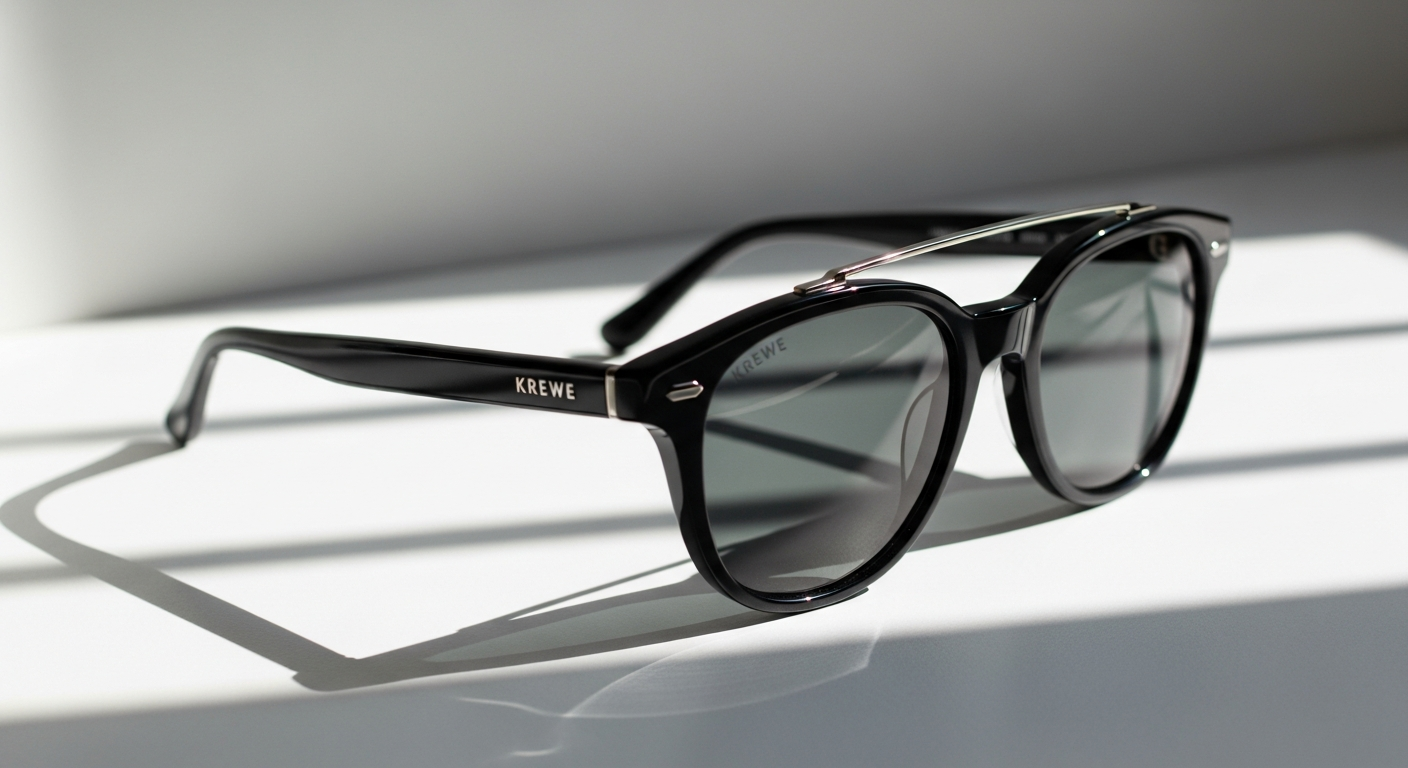 KREWE St. Louis Classic Sunglasses with rounded frames and architectural brow bar design