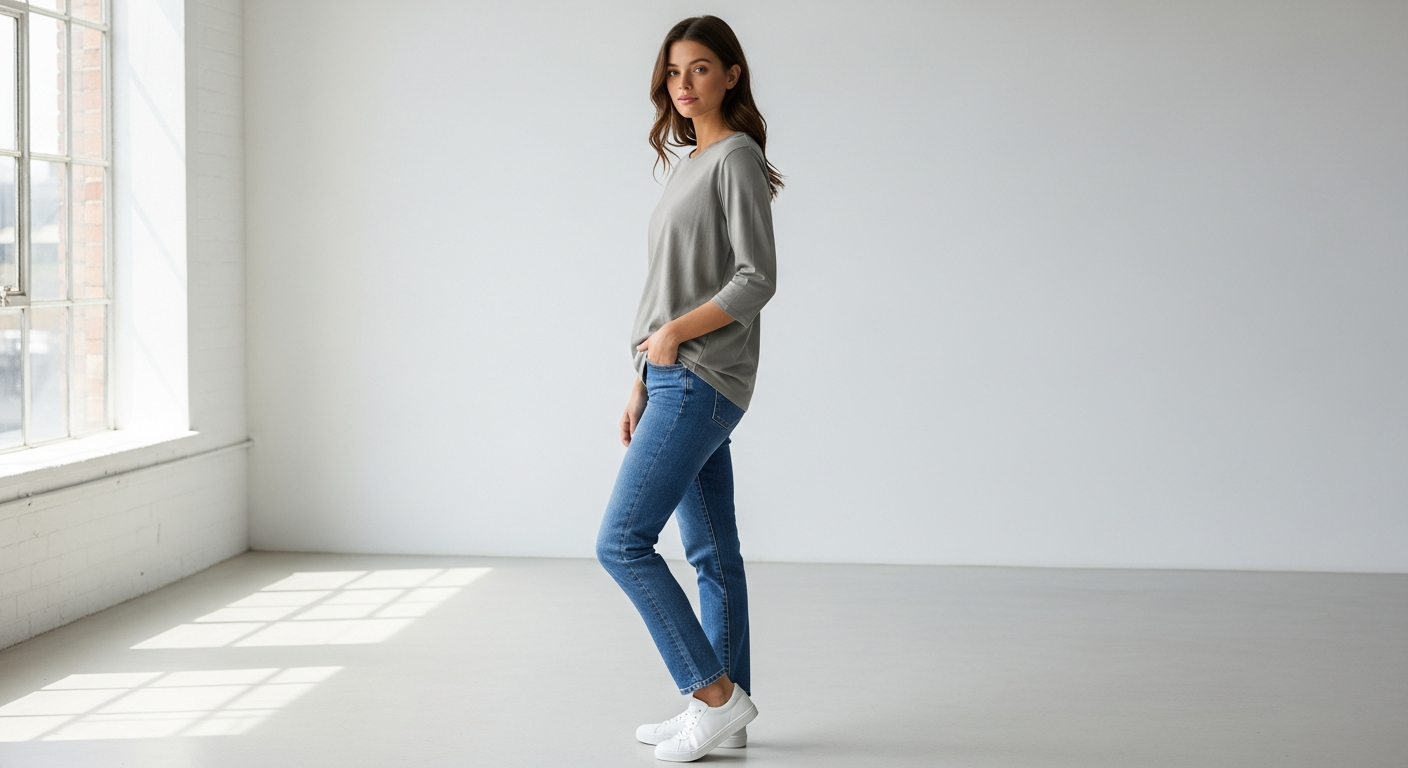 Kosher Casual 3/4 Sleeve T-Shirt in soft combed cotton fabric displayed flat