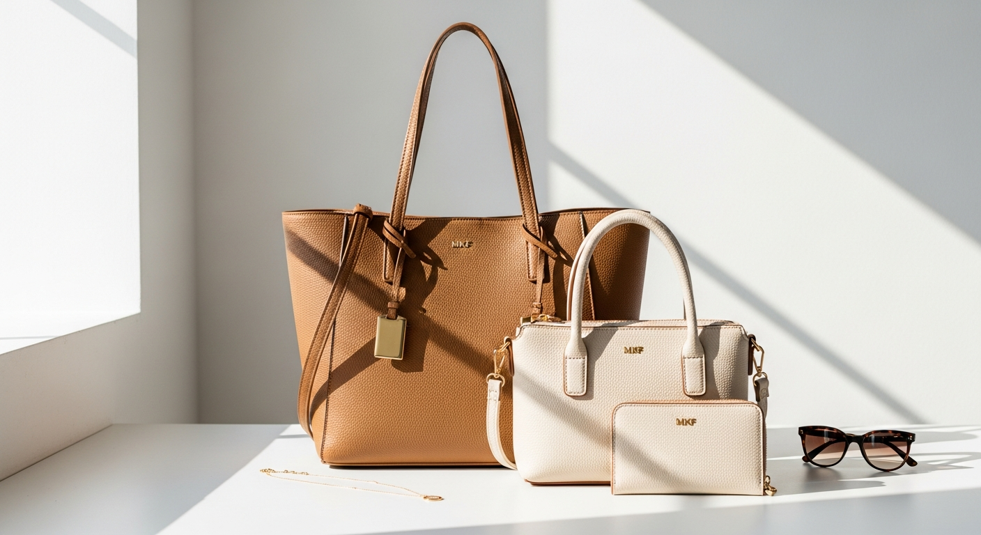 MKF Bonita vegan leather tote set with matching wristlet wallet in gold hardware