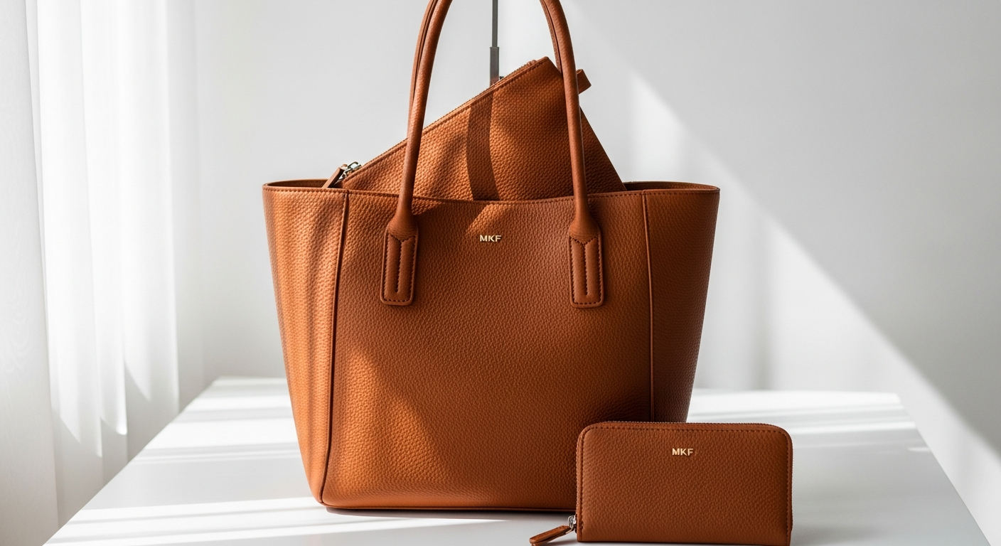 MKF Collection Bonita vegan leather tote bag set with matching wallet displayed