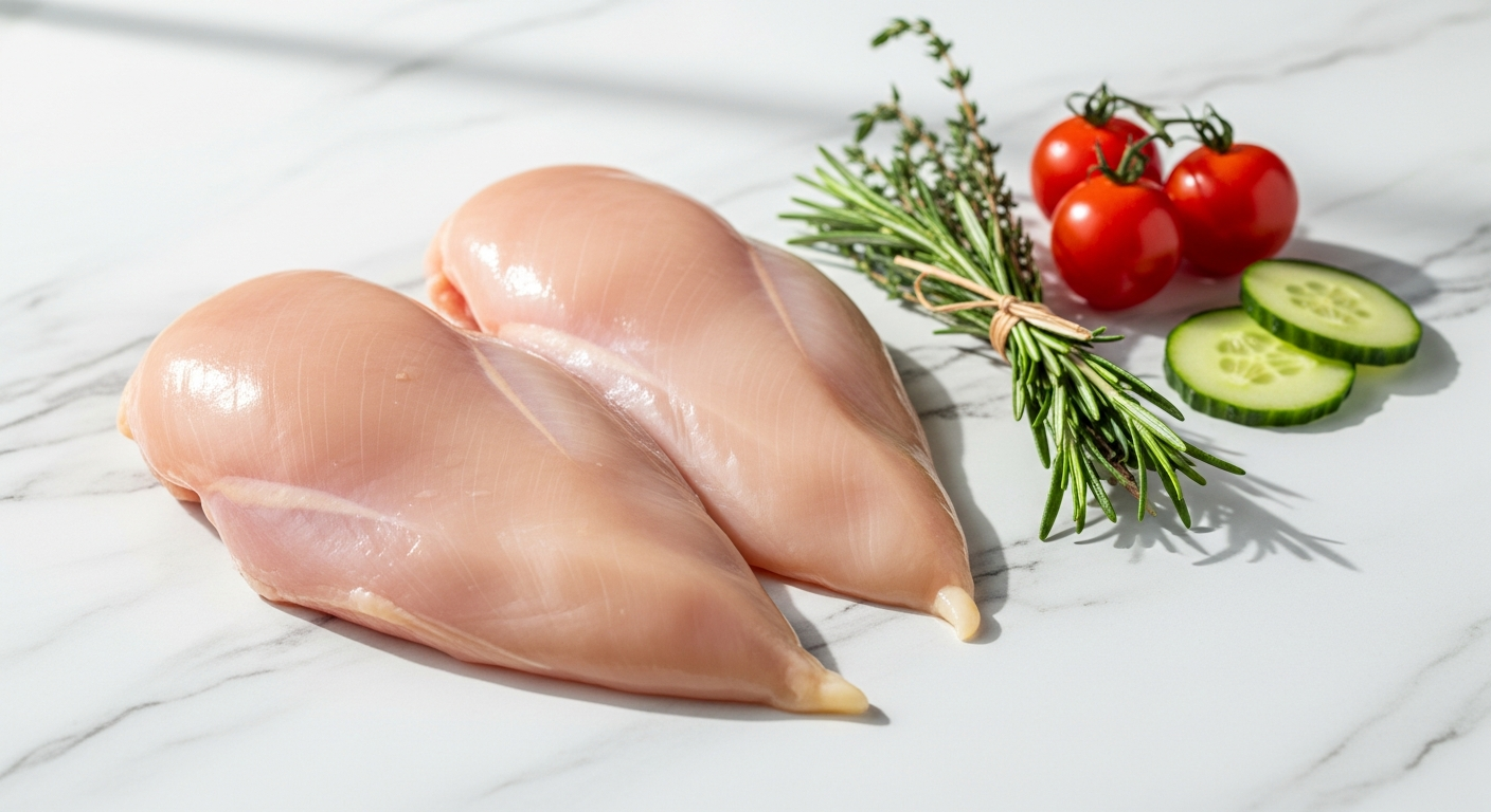Premium chicken breasts in bulk packaging for fitness meal preparation