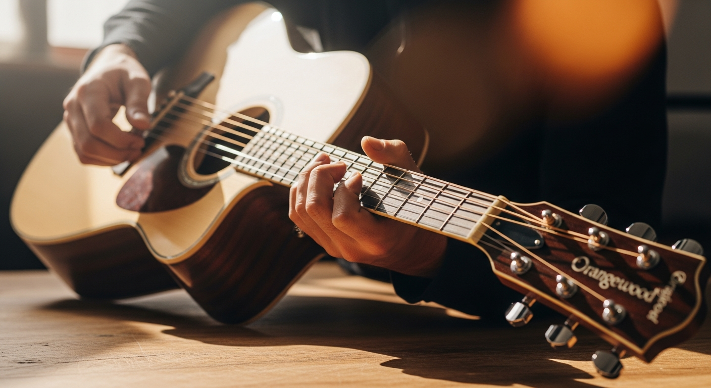 Orangewood Rey acoustic guitar with cutaway design displayed against neutral background