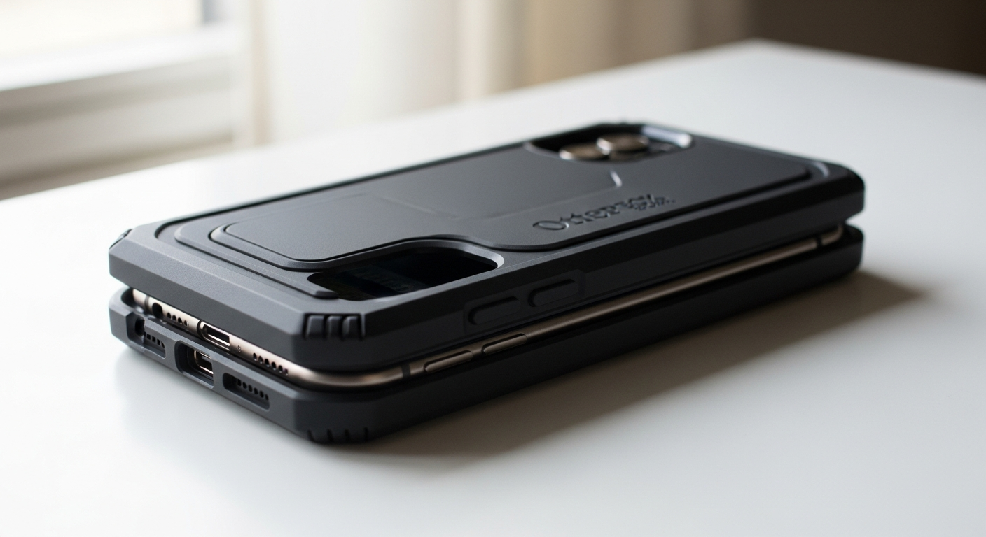 OtterBox Defender Series phone case showing multi-layered protective construction and rugged design