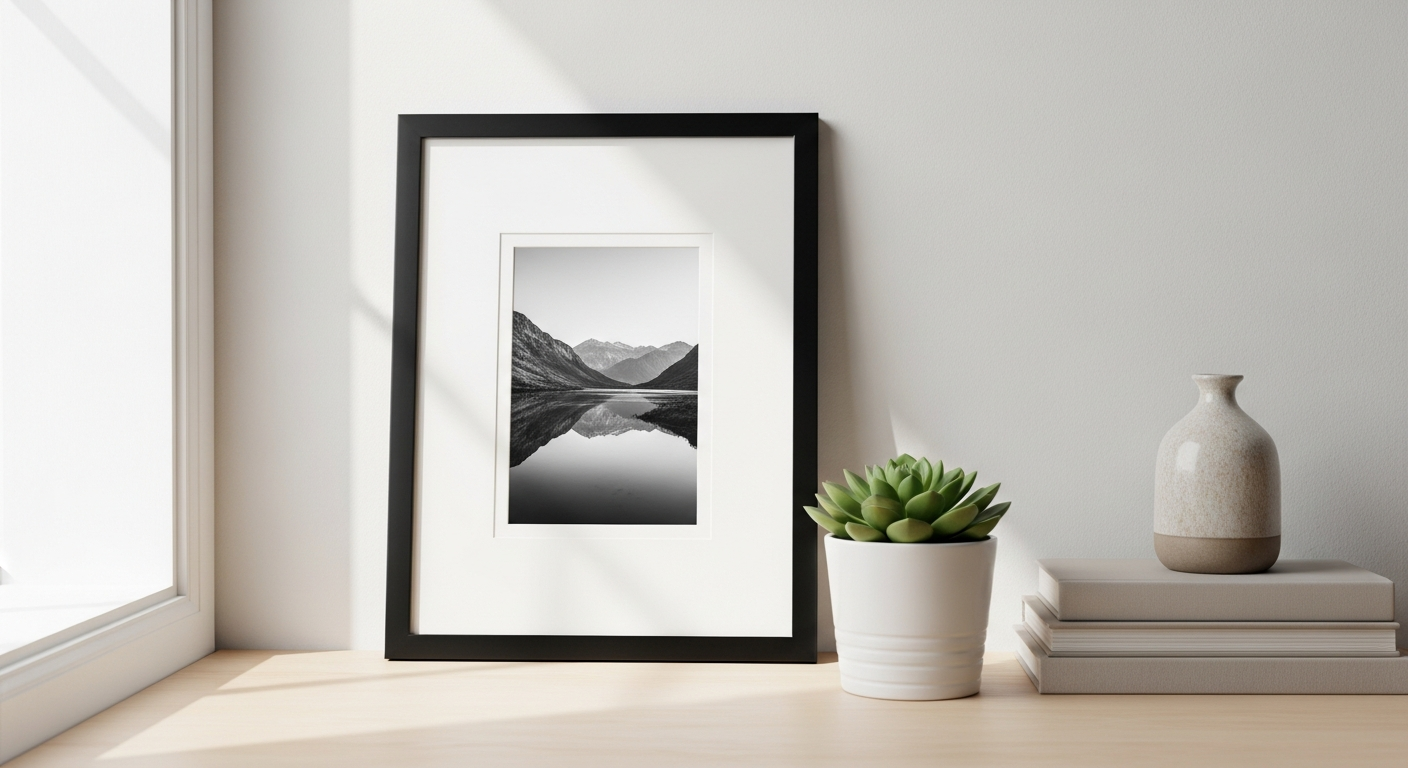 upsimples 11x14 black picture frame with removable mat displayed on white wall