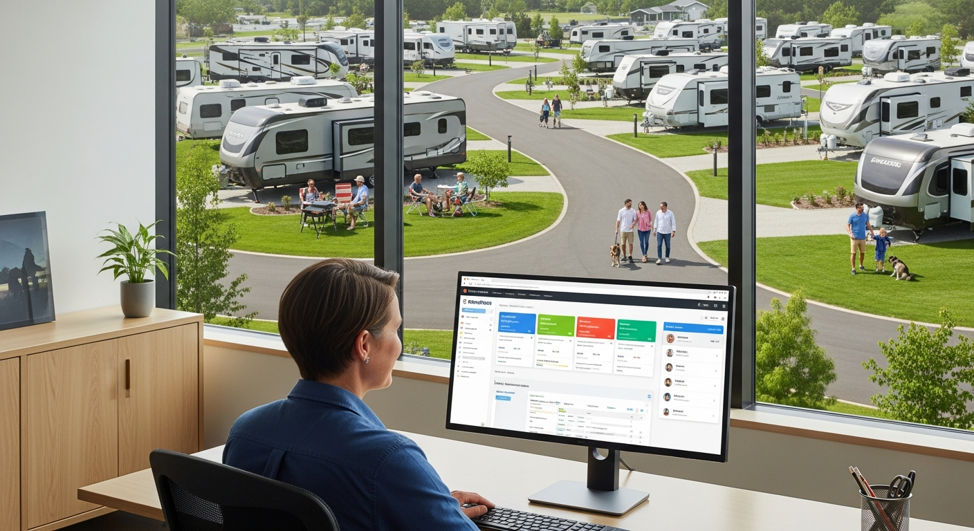 RoverPass campground management software dashboard displaying dynamic pricing and reservation features