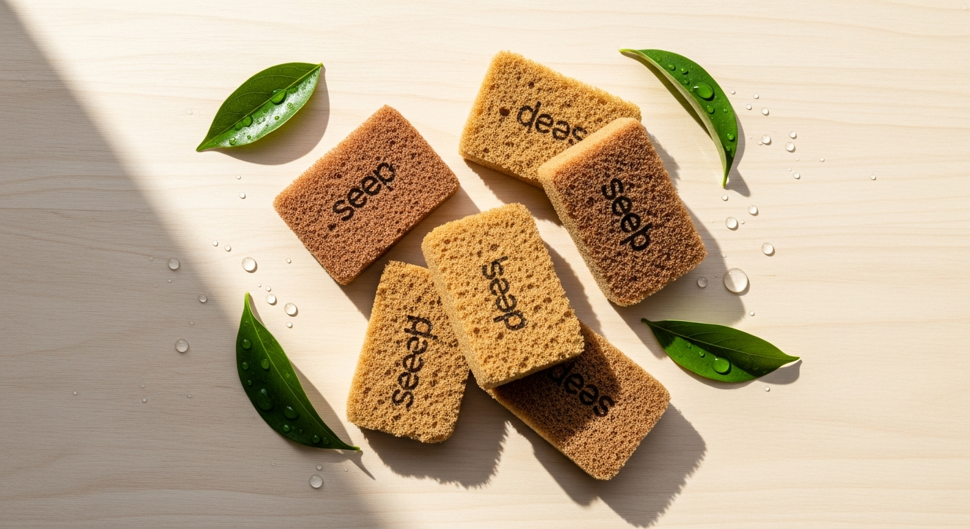 Seep Eco Sponge Scourers showing dual-sided plant-based cleaning design