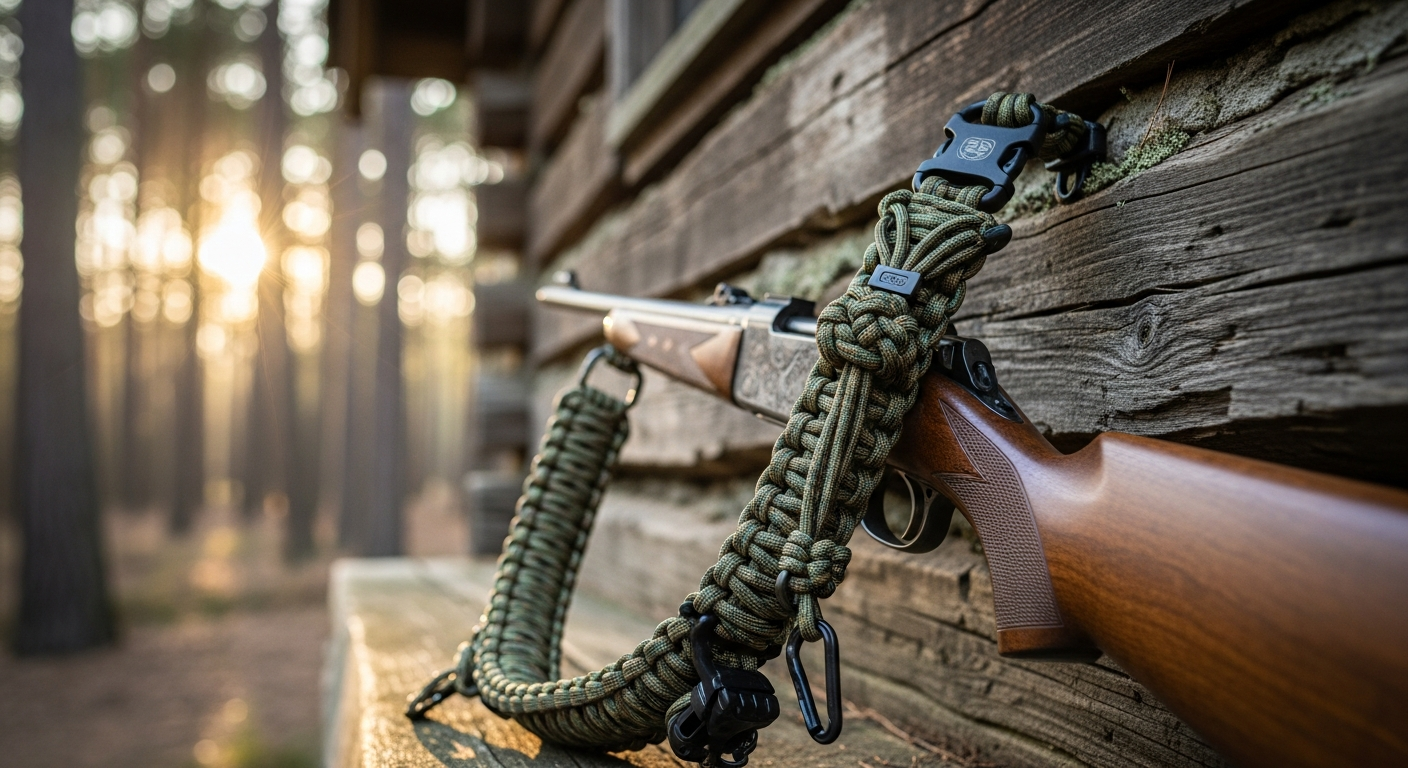TLO Outdoors Paracord Gun Sling with 550 paracord construction and metal hardware attachments
